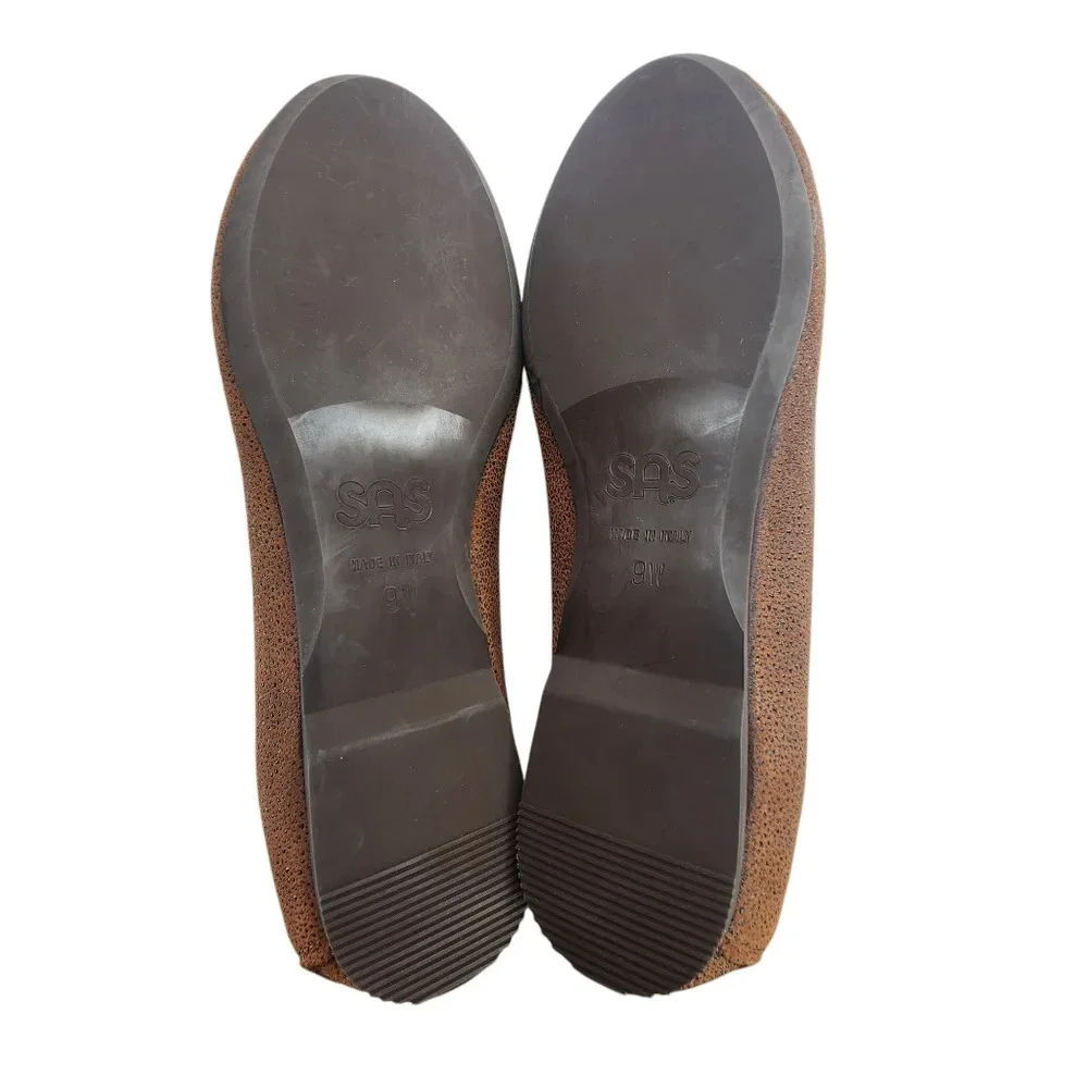 SAS Brown Lacey Slip On Loafers Womens 9W